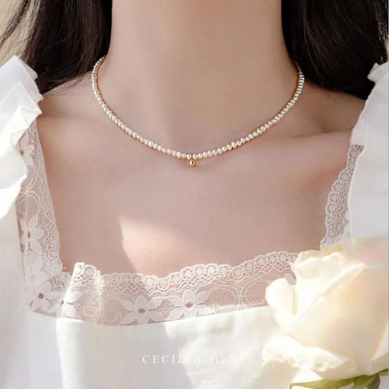 White Imitation Pearl Choker Necklace Elegant Big Round Pearl Wedding Necklace for Women Charm Fashion Jewelry Gifts