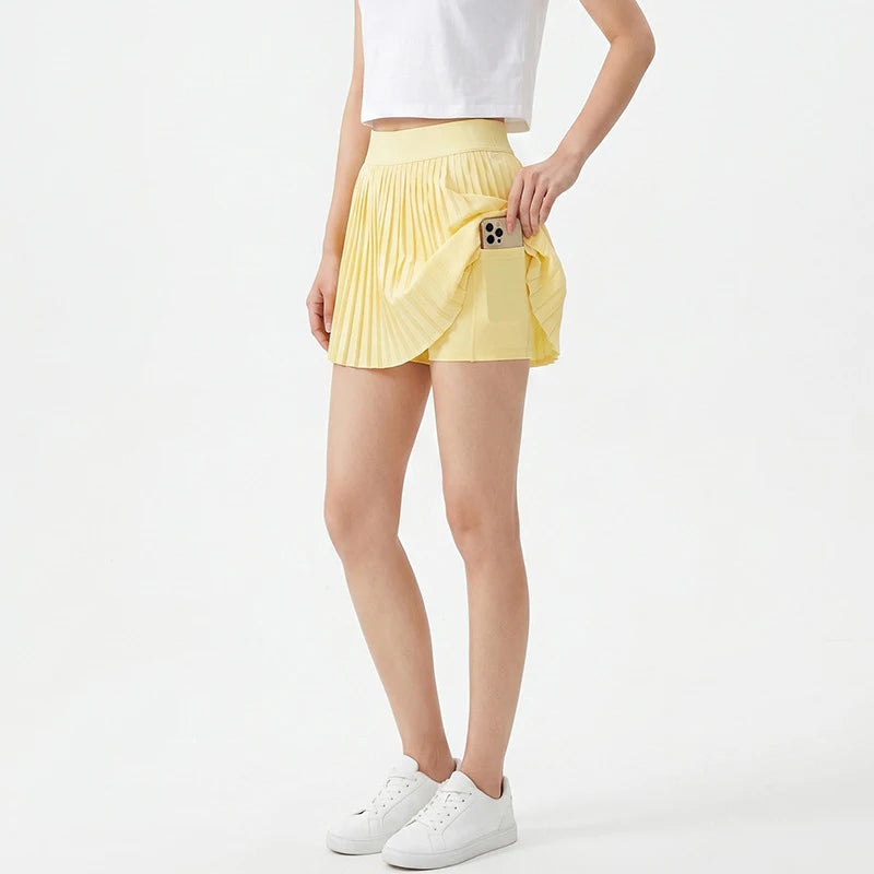 BIVIGAOS Summer Fashion High Waist Sport Short Skirt Women Youthful Cute Mini Skirt Safety Shorts Accordion Pleated Tennis Skirt