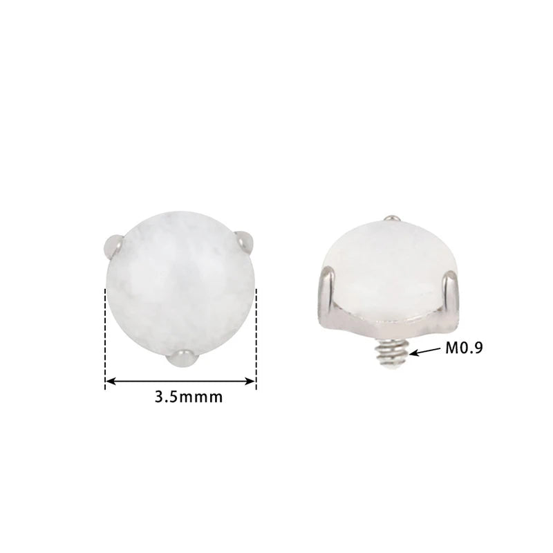 10Pcs G23 Titanium Piercing 3.5mm Natural Stone Ball Ear Nail Lip Stud Tongue Studs Accessories Body Piercing Jewelry Wholesale