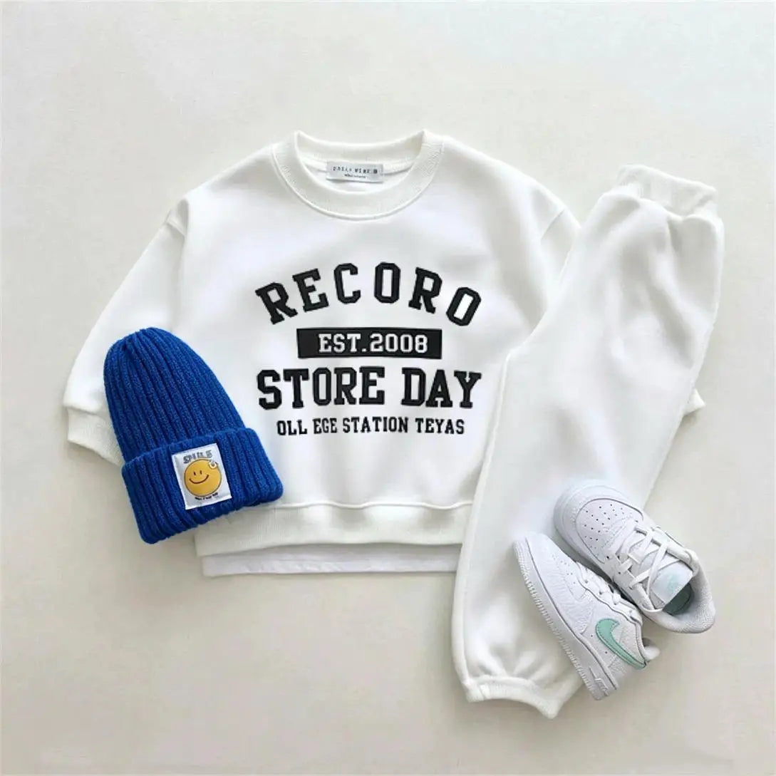 Autumn Costume For Boys And Girls New Design Long-sleeved Outfits Crewneck Hoodies+Pants Two Piece Set Kids Trendy Outfits
