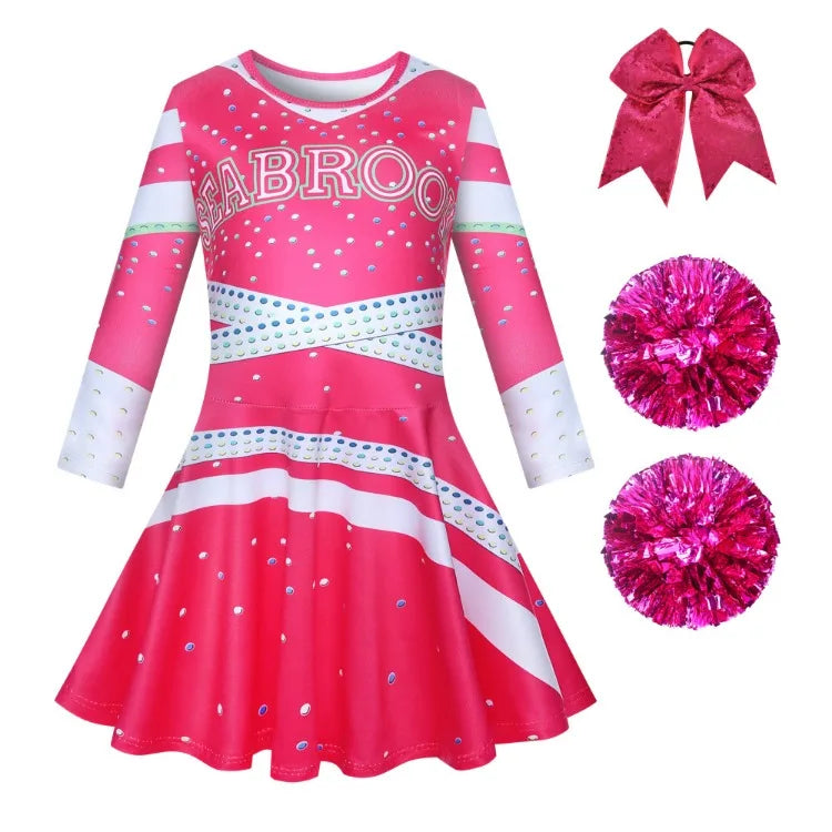 Girls Carnival Halloween Cheerleader Costume Cosplay Kids Zombie Addison Outfit Children Fancy Party Dress Cheer Uniform Clothes