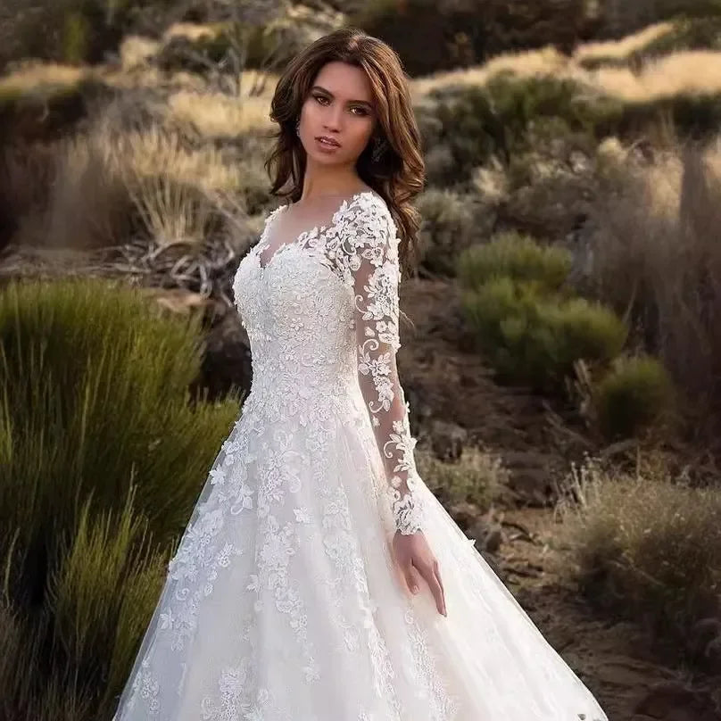 2025 New White Lace Long Sleeve One Shoulder Women's Dress Wedding Dress Evening Gown Elegant Classy Female Fashionable