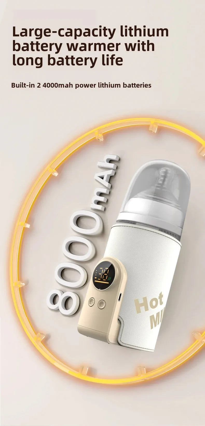 Multifunctional USB Baby Bottle Warmer with Smart Temperature Control Screen High Capacity Feeding Bottle Warmer for Newborns