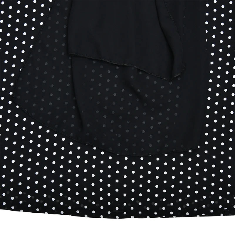 Blifanbo Polka Dot Halter Backless Sexy Maxi Dress Women Gown Ribbon Patchwork Off-shoulder Sleeveless Fashion Club Party Dress