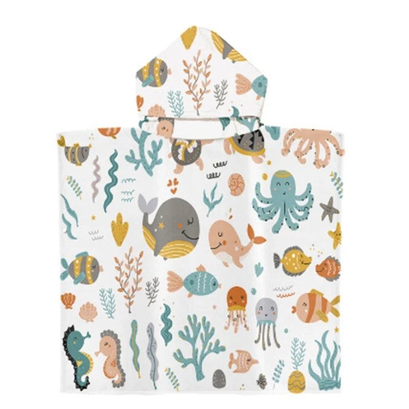 Toddler Kids Beach Towel Cotton Bathrobe Baby Boys Girls Dinosaur Animal Hooded Bathing Towel 60x60cm Children Dinosaur Blanket