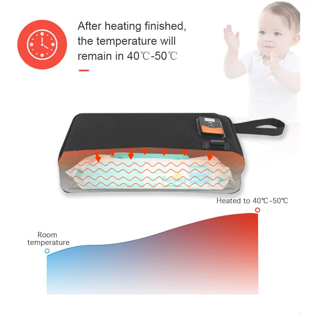 Portable USB Wet Wipe Warmer Large Capacity Baby Wipes Heater with Adjustable Temperature Display Screen