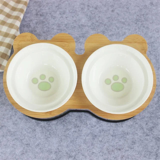 Ceramic Cat Bowl Cat Food Feeder Dog Bowls Drinking Water Bowl Cervical Protection Pet Supplies Ceramic Double Cat Bowls