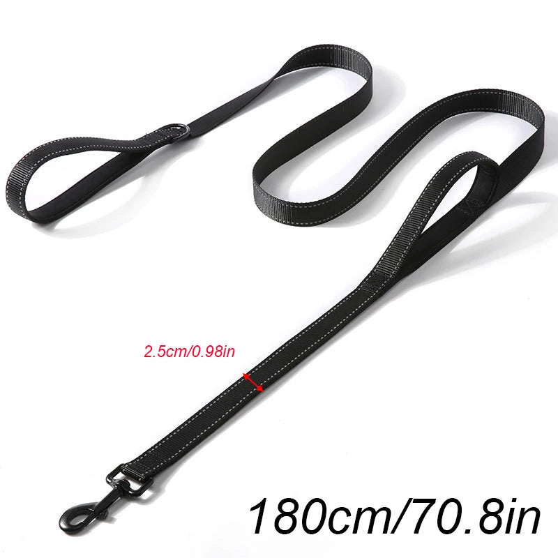 Dog Leashes Outdoor Travel Dog Training Chain Heavy Duty Double Handle Lead for Control Safety Nylon Dog Leash Training Control