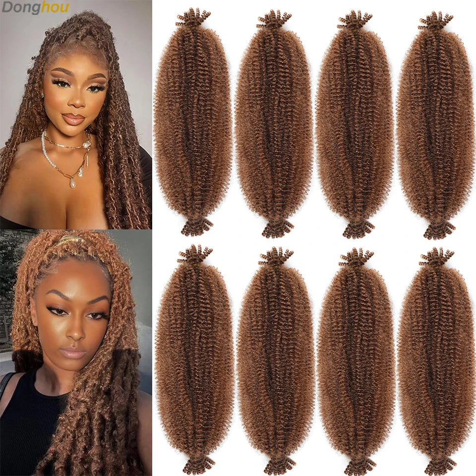 Donghou Ombre Blonde Ginger Afro Twist Hair 350 1B 30 27 613 Bug Colors Springy Twist Braiding Hair for Soft Locs Marley Braids