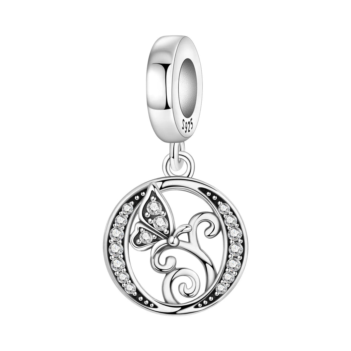 2026 New 925 Sterling Silver Zircon Scroll Grass Pattern 26 Letter Bead Charms for Women Fit DIY Bracelet Necklace Jewelry Gift