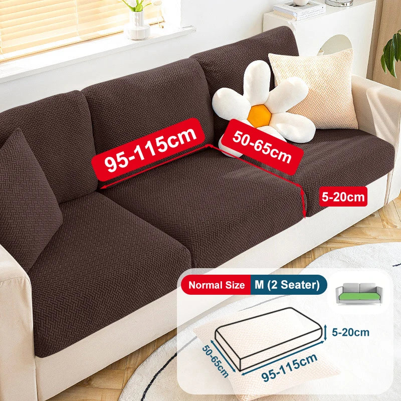 Jacquard Sofa Cover Stretch Fabric Sofa Seat Cushion Cover For Living Room Removable Spandex Seat Case Chaise Lounge Home Pets