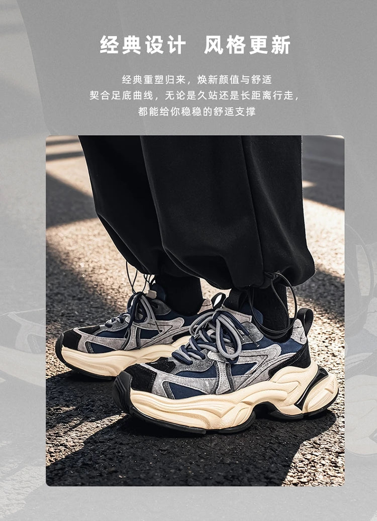 Lacing up Men's and Women's Couple Sport Shoes 2025 Thick Sole Luxury Design Casual Retro Dirty Casual Sneakers Breathable Upper