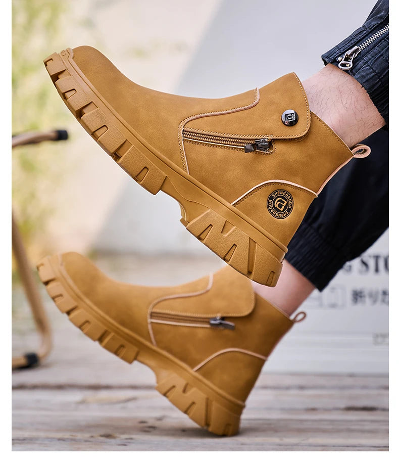 Steel Toe Work Boots side zipper anti-slip work shoes  Anti-Smash Anti Puncture industrial construction waterproof safety shoes