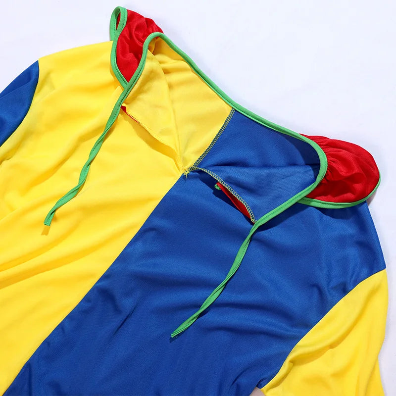 Halloween Costumes Kids Adults Circus Clown Joker Cosplay Outfits Colorful Fancy Clothes Party Entertaining Dress Up
