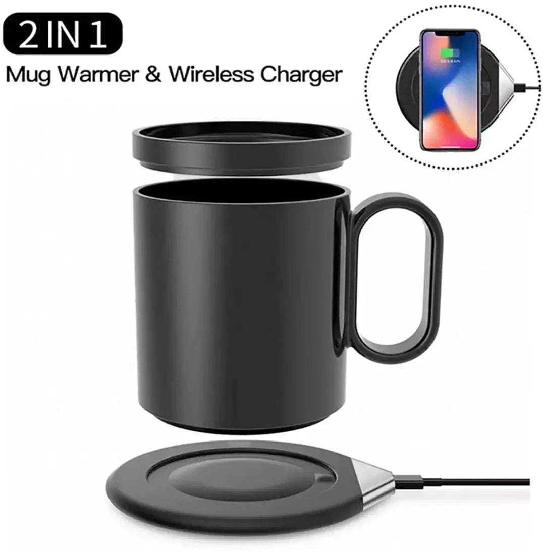 Smart Mug Warmer Wireless Heated Coffee Cup 55℃ Thermostatic Mug with phone Wireless Charger For Home Office Desk Gift