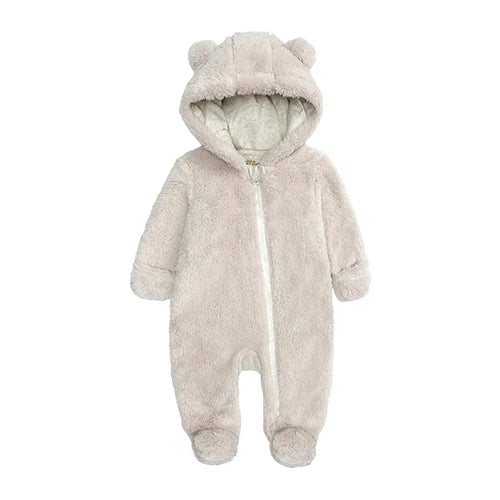 0-12months Baby Winter Clothes Newborn Rompers Infant Polar Fleece Jumpsuit Baby Boys Girl Zipper Cute Bear Romper