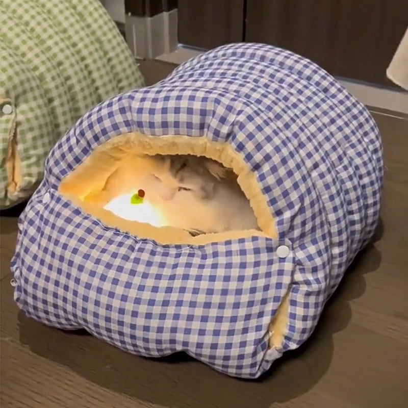 Foldable Pet Sleeping Bed for Cats And Dogs Thickened Semi-Enclosed Soft Indoor Design Warm for Autumn And Winter