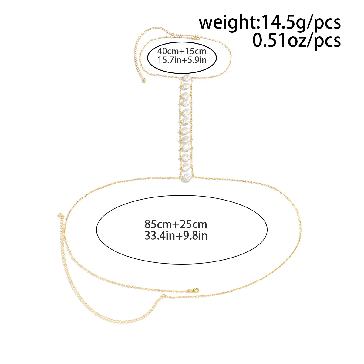 IngeSight.Z Sexy Single Row Round Imitation Pearls Bra Chest Chain Necklace Women Simple Copper Link Chain Bikini Body Jewelry