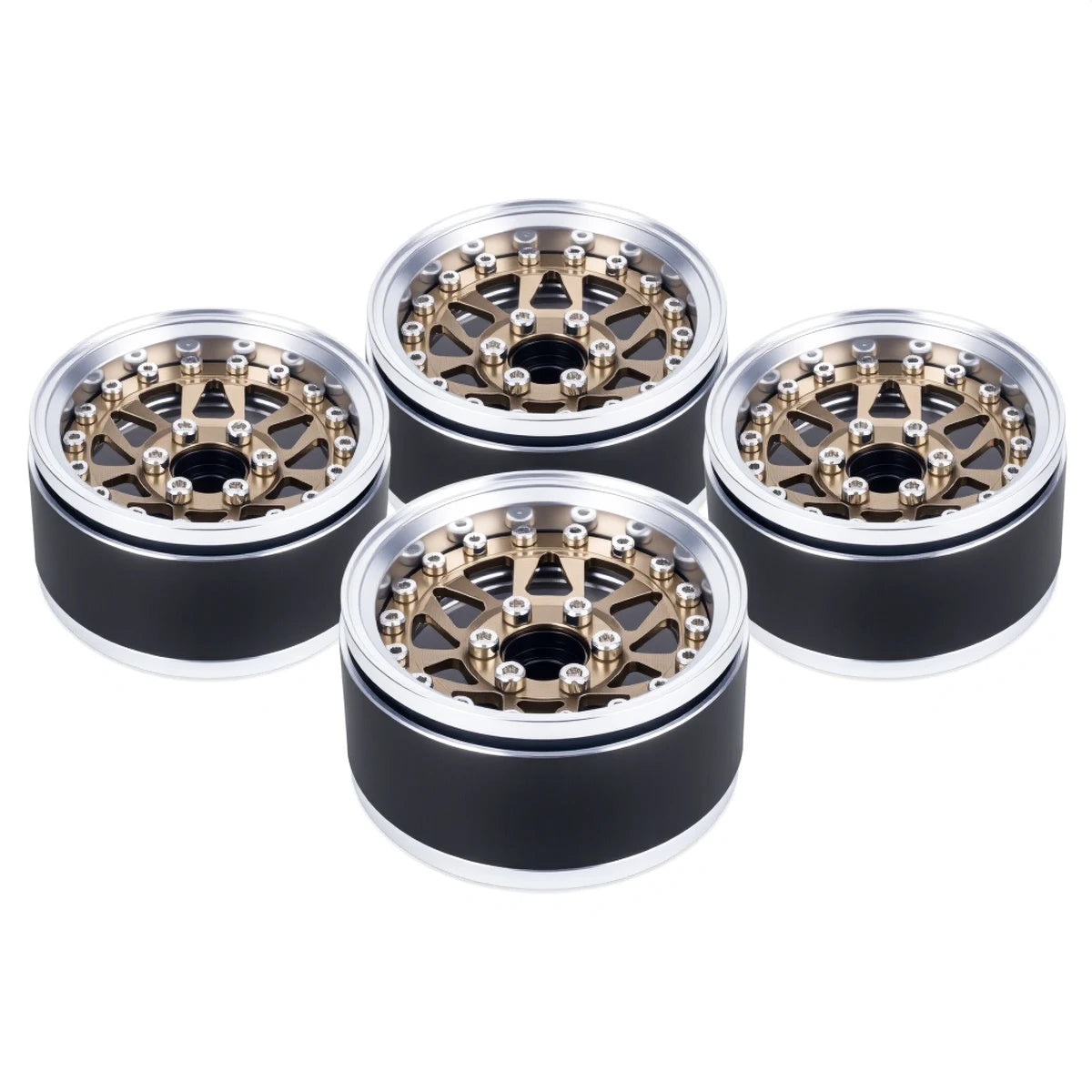 4Pcs 1.9 Aluminum Beadlock Wheel Rims Adjustable Offsetfor 1/10 RC Crawler Car TRX4 TRX6 SCX10 90046 GEN7 8 D90 Upgrade Parts
