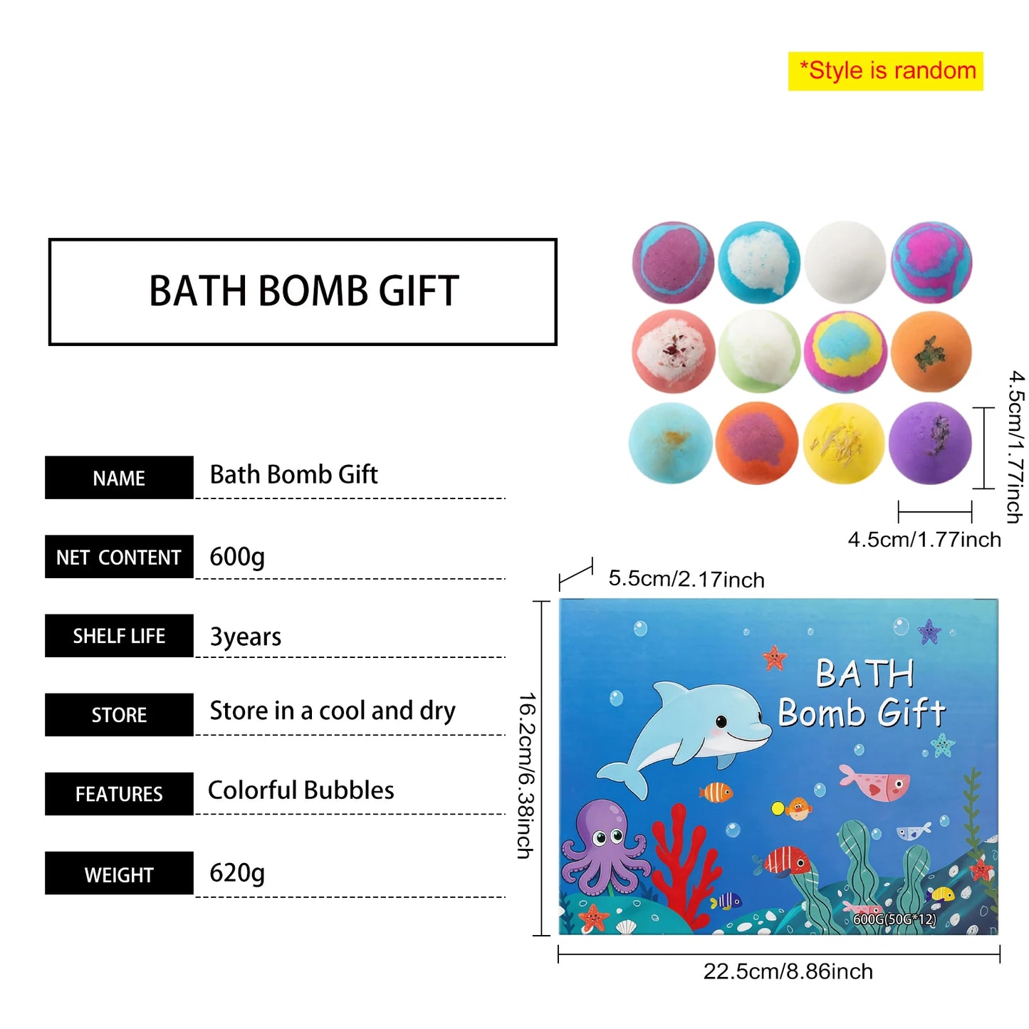 12pcs Organic Bath Bombs Set with Surprise Toys Inside Essential Oi Moisturizing Skin Care Relaxing Bathtime Gift for Boys Girls