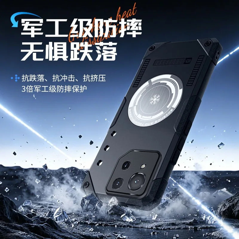 For ASUS ROG Phone 9 Case Simple Magnetic For MagSafe Built In Metal Heat Sink Cover For ASUS ROG Phone 9Pro Shell Non-Slip