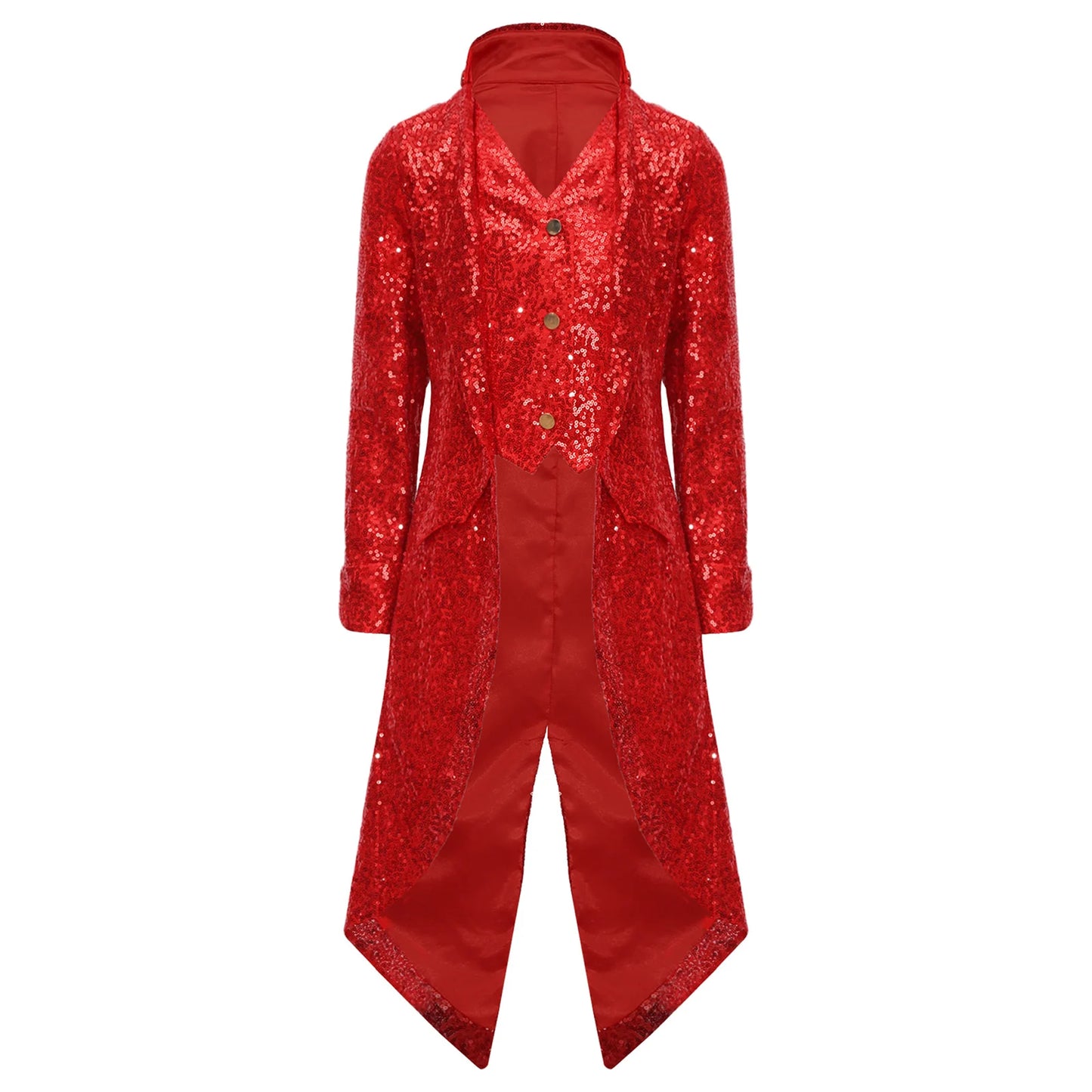 Kids Boys Halloween Medieval Renaissance Costume Sparkly Sequins Victorian Tailcoat Jacket Frock Coat Long Sleeve Gothic Tuxedo