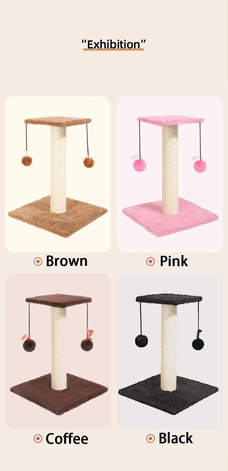 Agave Non-Shedding Cat Tree Vertical Scratching Post with Toy Self-Amusement Cat Toy Scratching Board for Cats