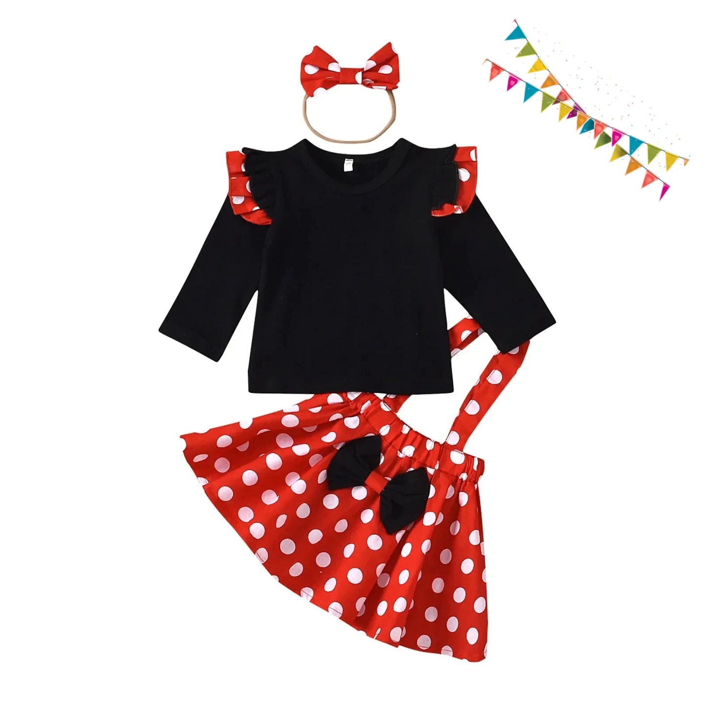 1-5 Years Children Outfit Baby Clothing Set Girl Summer Birthday Costume Kids Dots Tops Skirt
