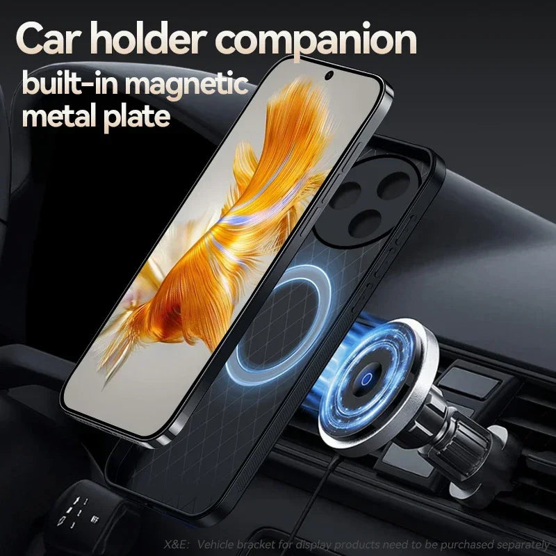 Car Magnetic Hilder Texture Leather Case For POCO F7 Ultra Soft Silicone Protection Shockproof Cover