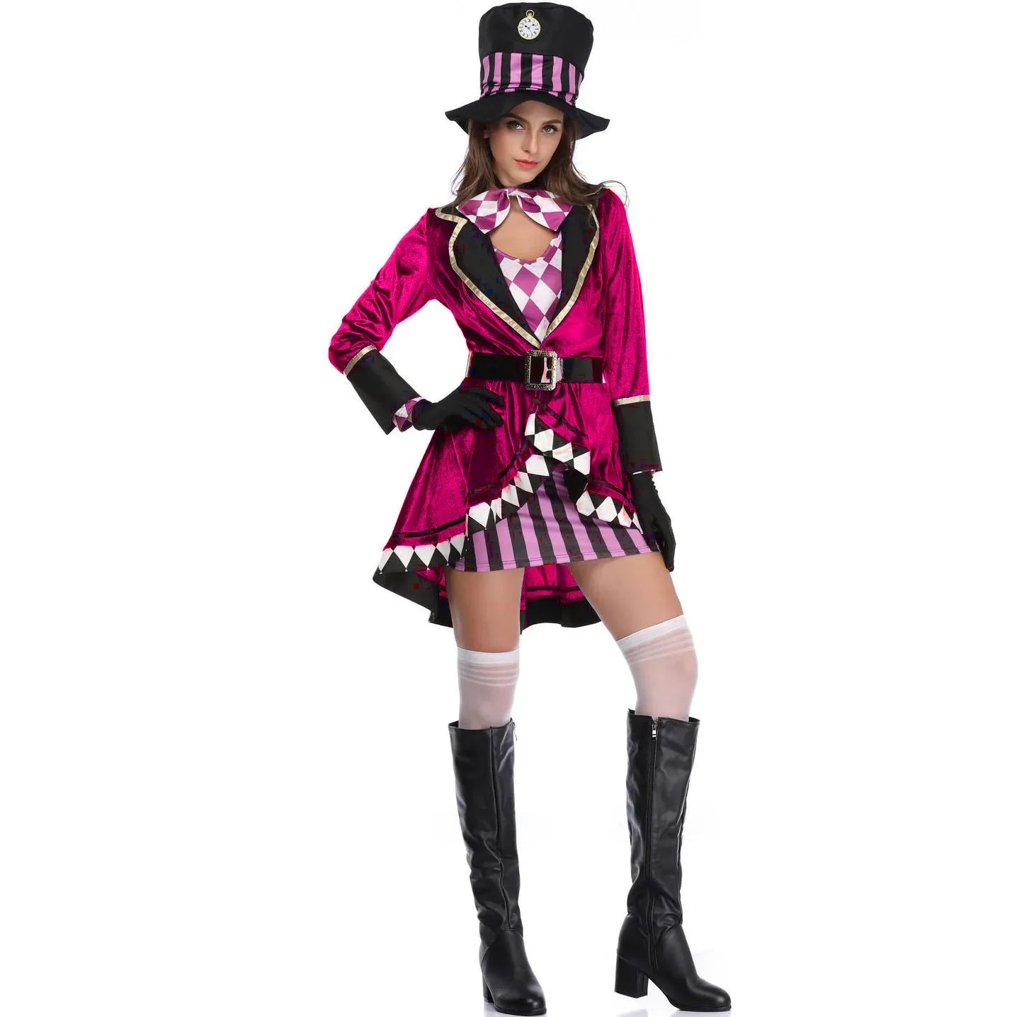 Halloween Alice in Wonderland Clock Madhatter Alice Sorceress Costume Halloween Adult Role-playing Costume Circus Magician