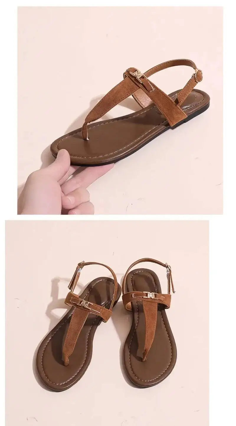2025 Women's Shoes Fashion Daily Sandals Women Buckle Strap Flat With Outdoor Open Toe Female Shoe