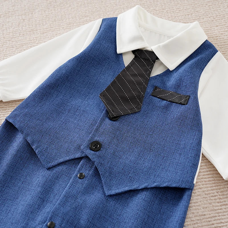 Spring And Autumn Boys And Girls Gentleman Style Handsome Party Dress Comfortable Baby Bodysuit