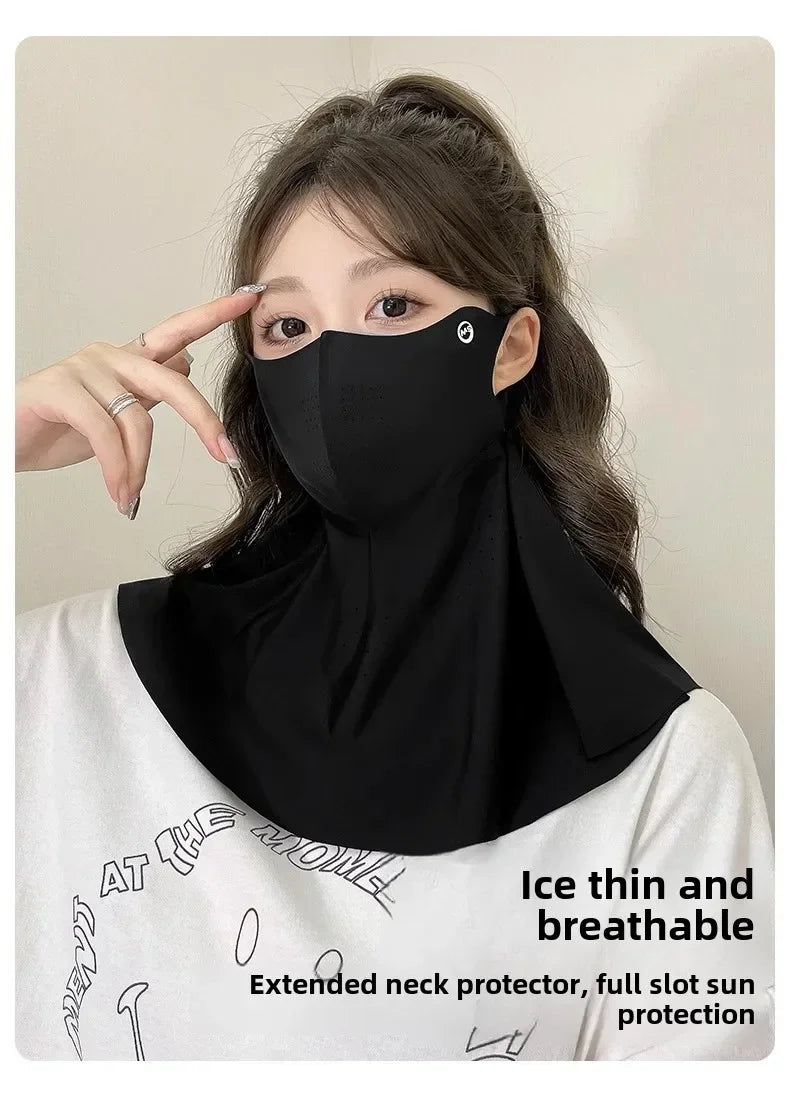 UPF50+ Ice Silk Sunscreen Mask Summer Riding Neck Guard One-piece Mask for Driving Fishing And Mountaineering Sun Protection