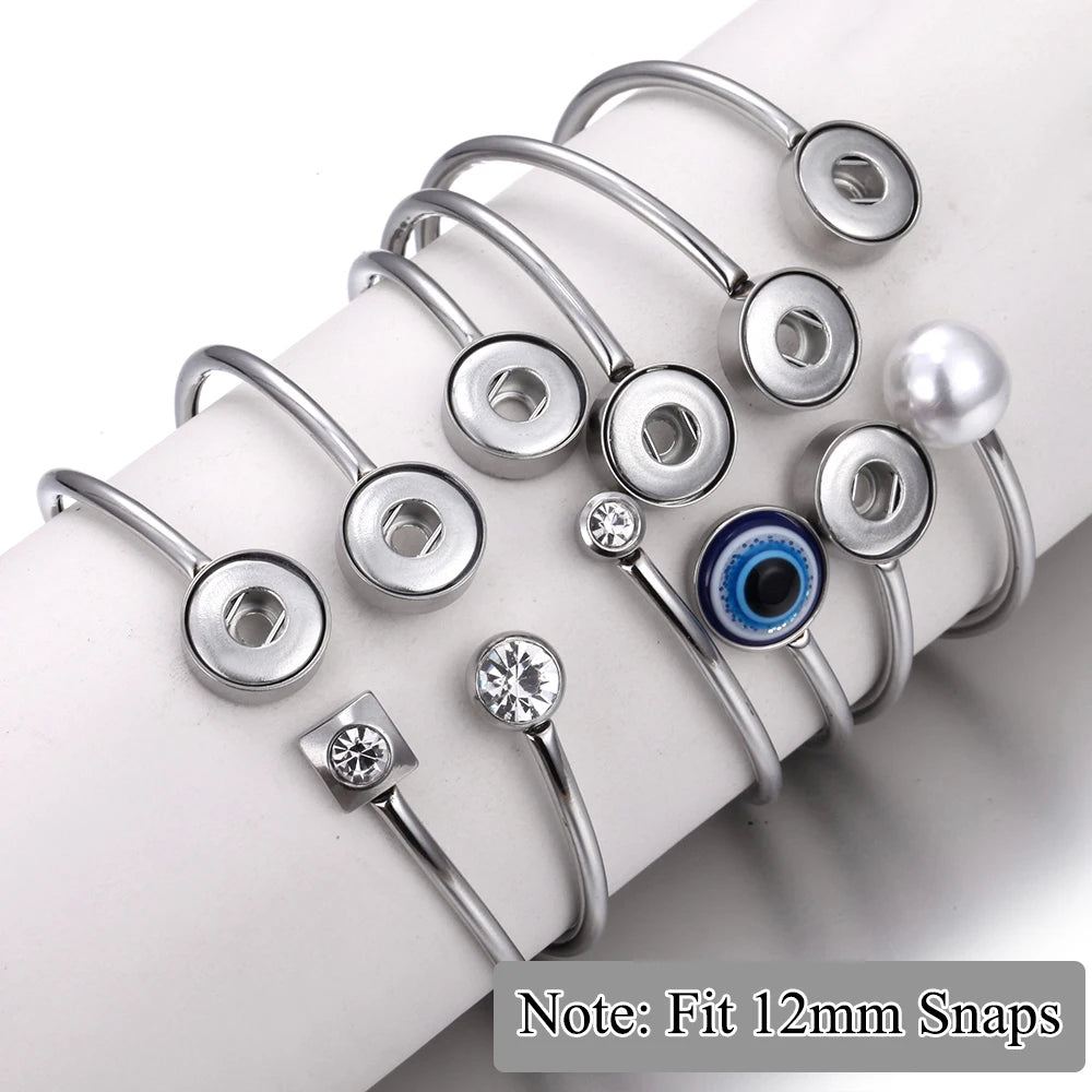 10pcs/lot Wholesale Metal 18mm Snap Button Bracelet Bangles Silver Gold Color Snap Bracelet Fit 20mm 18MM Snap Buttons Jewelry
