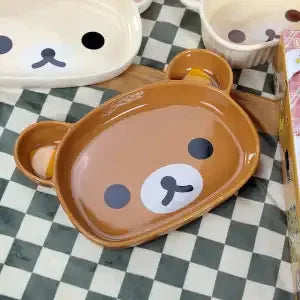 Cute Rilakkuma Ceramic Breakfast Plate Set Luxury Home Tableware Creative Sauce Dish Dinner Plate Kitchen Serving Set