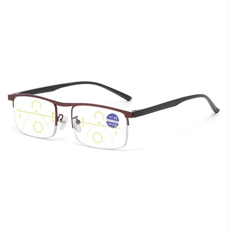 Auto Zoom Progressive Multifocal Reading Glasses, Near & Far Vision Presbyopic Eyewear, Anti-Blue Light Glasses