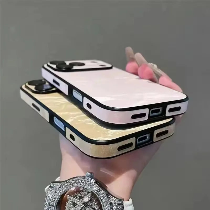 Velvet Snow Mountain Pattern Phone Case For iPhone 17 15 14 16 12 11 13 Pro Max Plus Air Luxury Leather Cover Phone Accessories