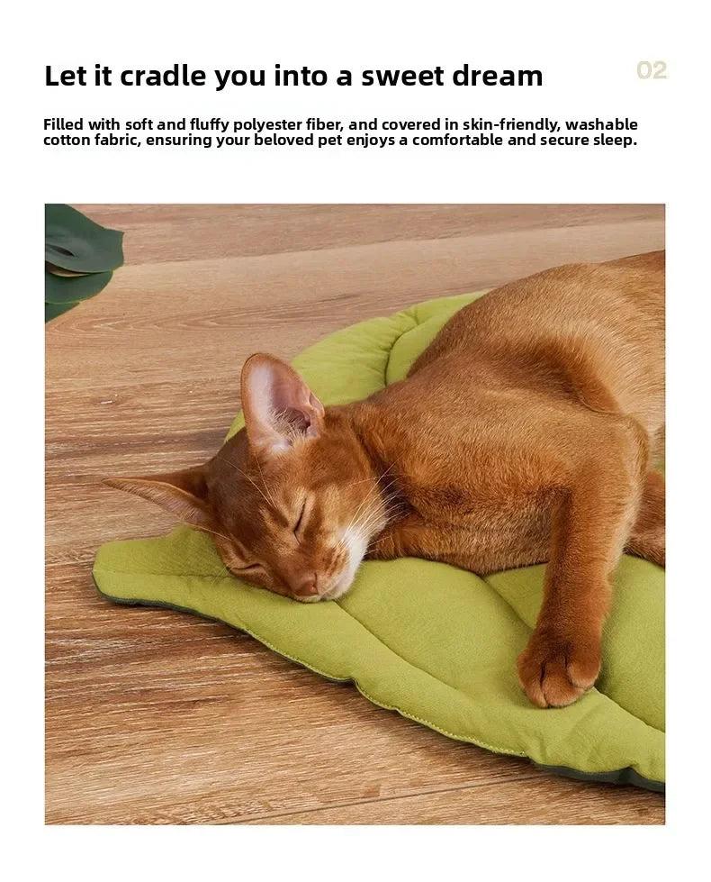 1/2PCS Leaf Shaped Cat Bed and Pet Mat Soft Washable Reversible Non-Slip Cushion for Cats and Dogs Indoor Travel Camping Pet Bed