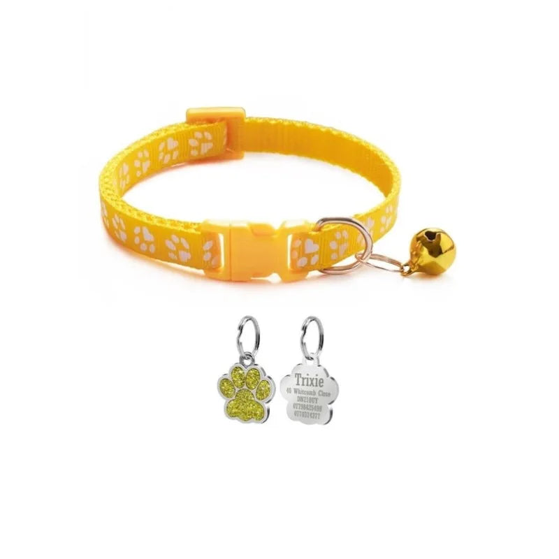 Personalized Cat Collar Adjustable Nylon Pet Products Bell Small Large Kitten pendant Accessories name Tag Small Necklace