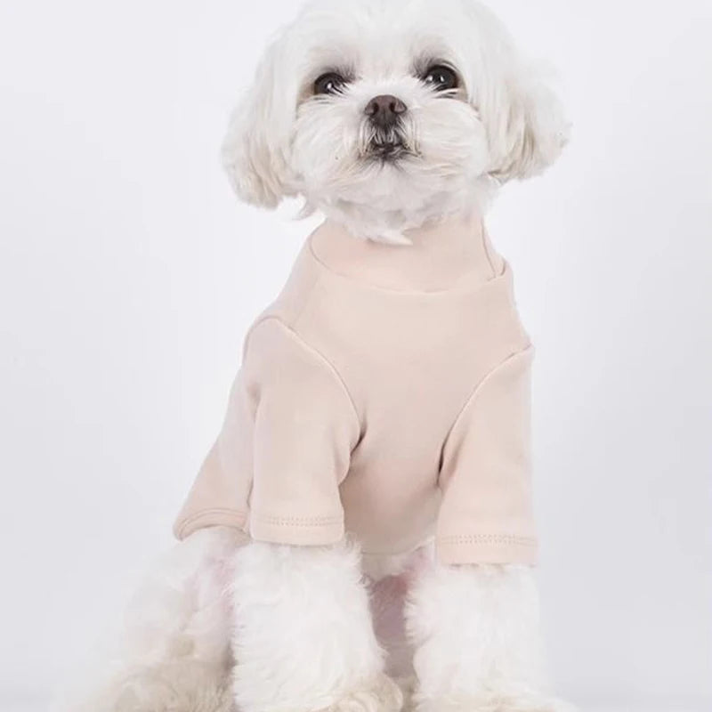 Solid Pet Fleece Dog Hoodies High Collar Dog Clothes Autumn Winter Puppy Warm Clothes Plush Dog Undershirt Chihuahua Cat Shirts