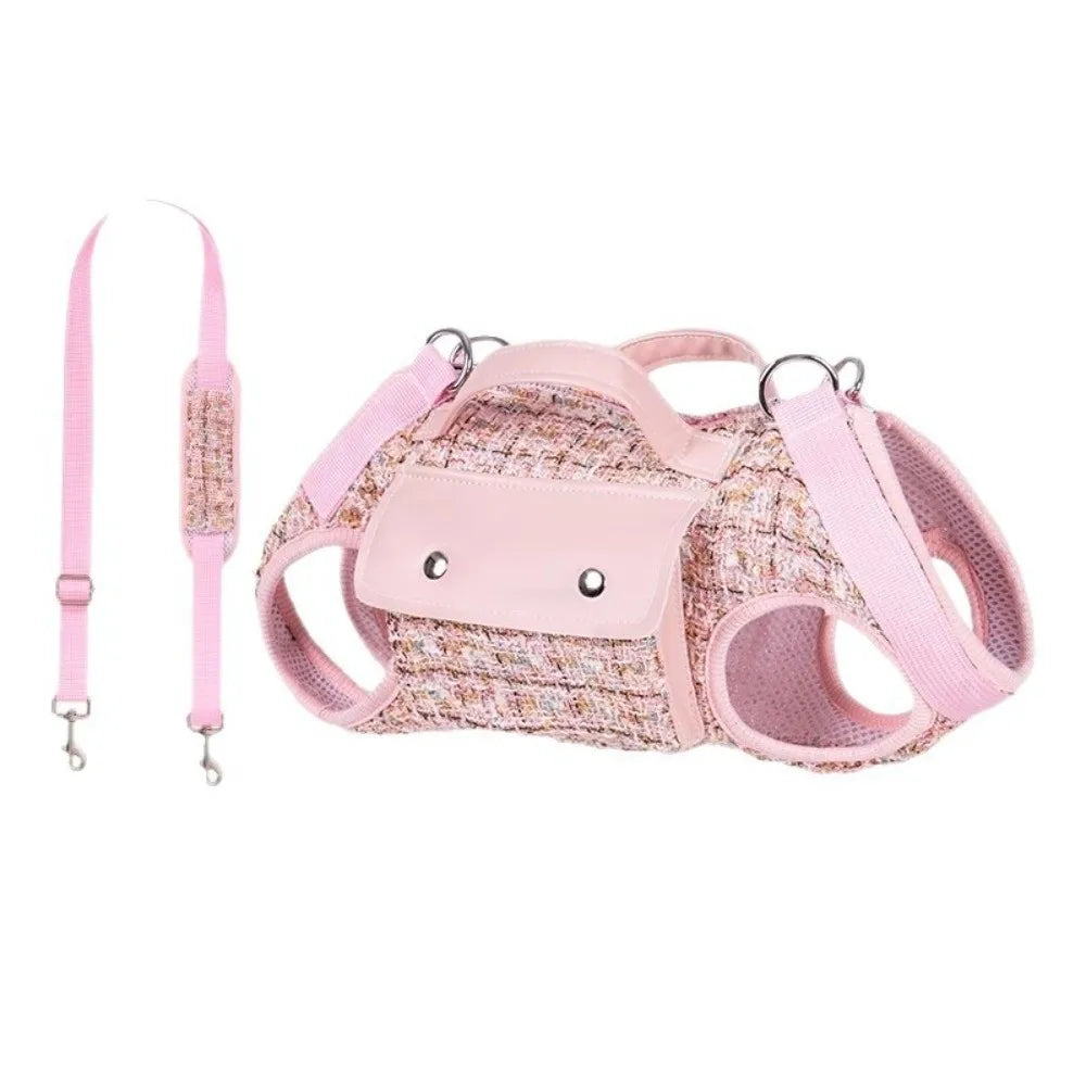 Stylish Dog Horizontal Backpack Elegant with Leash Handle Pet Traction Backpack Breathable Edge-wrapped Cat Carrier Bag Travel