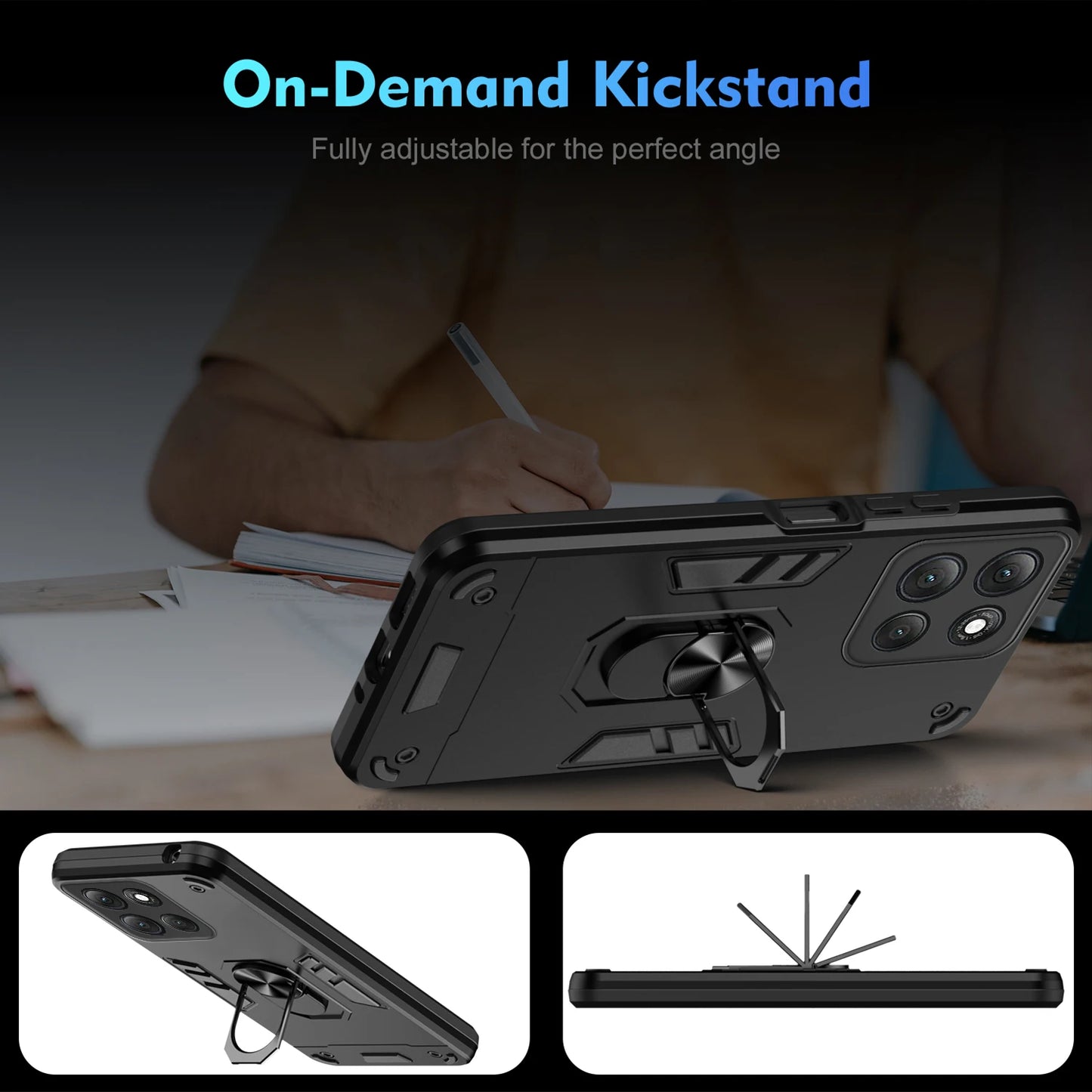 Rugger Armor Shockproof Case For Motorola Moto G15 G35 G55 G75 G06 G16 G56 G86 Power Magnetic Metal Ring Holder Cover Fundas