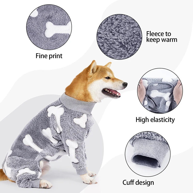 Flannel Dogs Pajamas Jumpsuit Four Legs Winter Warm Onesies for Medium Large Dogs Warm Puppy Cat Jumpsuit Pet Dog Clothes