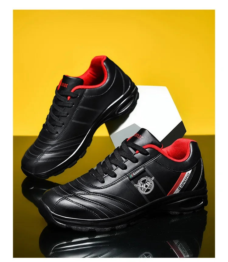 Men's Spring Autumn Casual Breathable Sport Shoes Shock Absorption Comfortable Leather Sneakers Korean Style Ankle High Mesh Lin