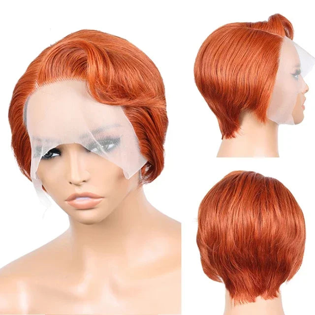 13x4 Lace Front Pixie Cut Bob Wig Highlight Honey Blonde Ombre Brazilian Remy Human Hair Pre‑Plucked Natural Hairline Soft