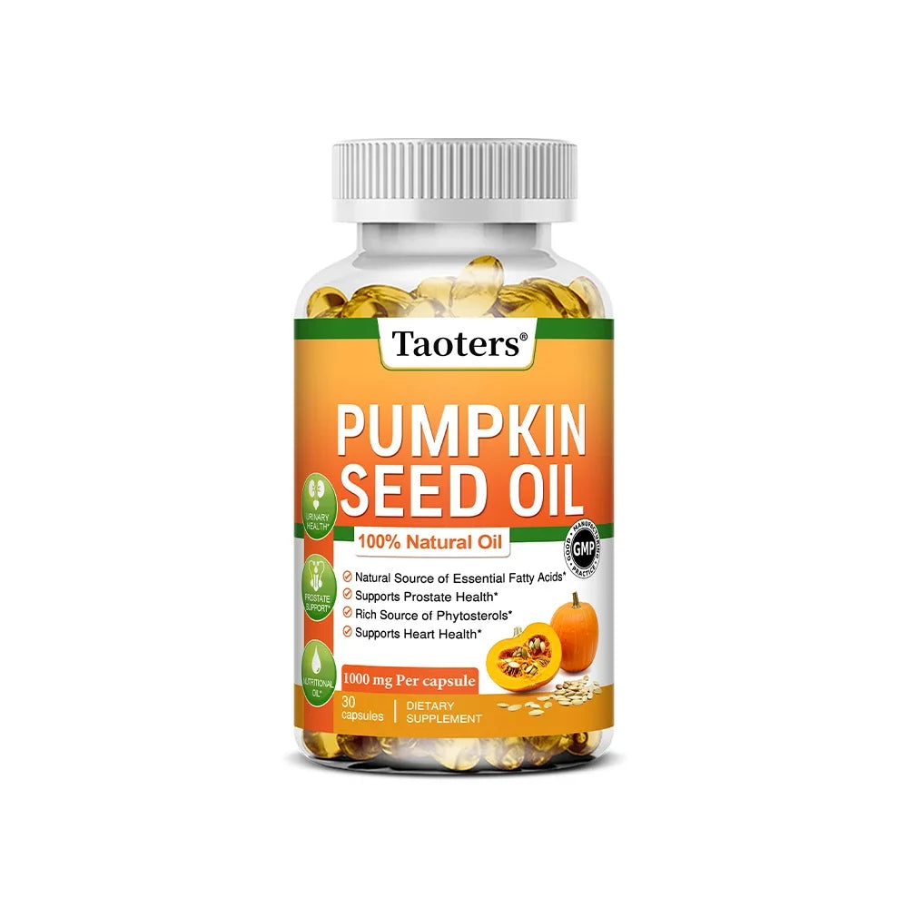 Pumpkin Seed Oil Capsules - Promotes Hair Growth, Urinary Tract and Prostate Health, Cardiovascular Support | Non-GMO