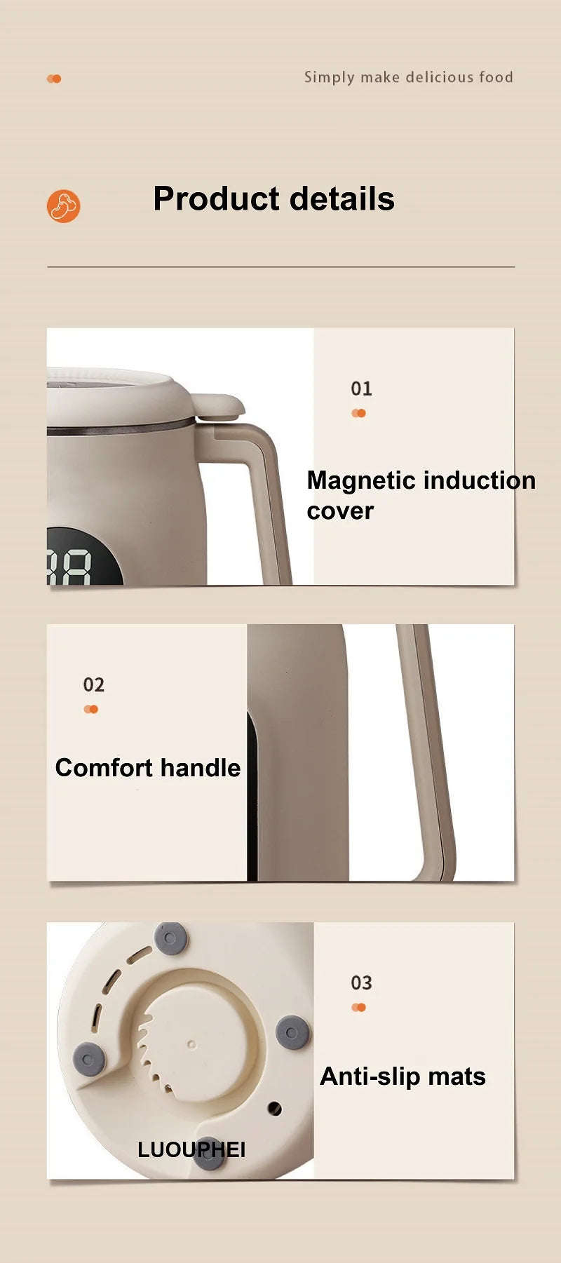 1.8L Soy Milk Machine 18h Appointment Filter-free Wall Breaking Machine Mixer Home Electric Juicer Multifunctional Food Process