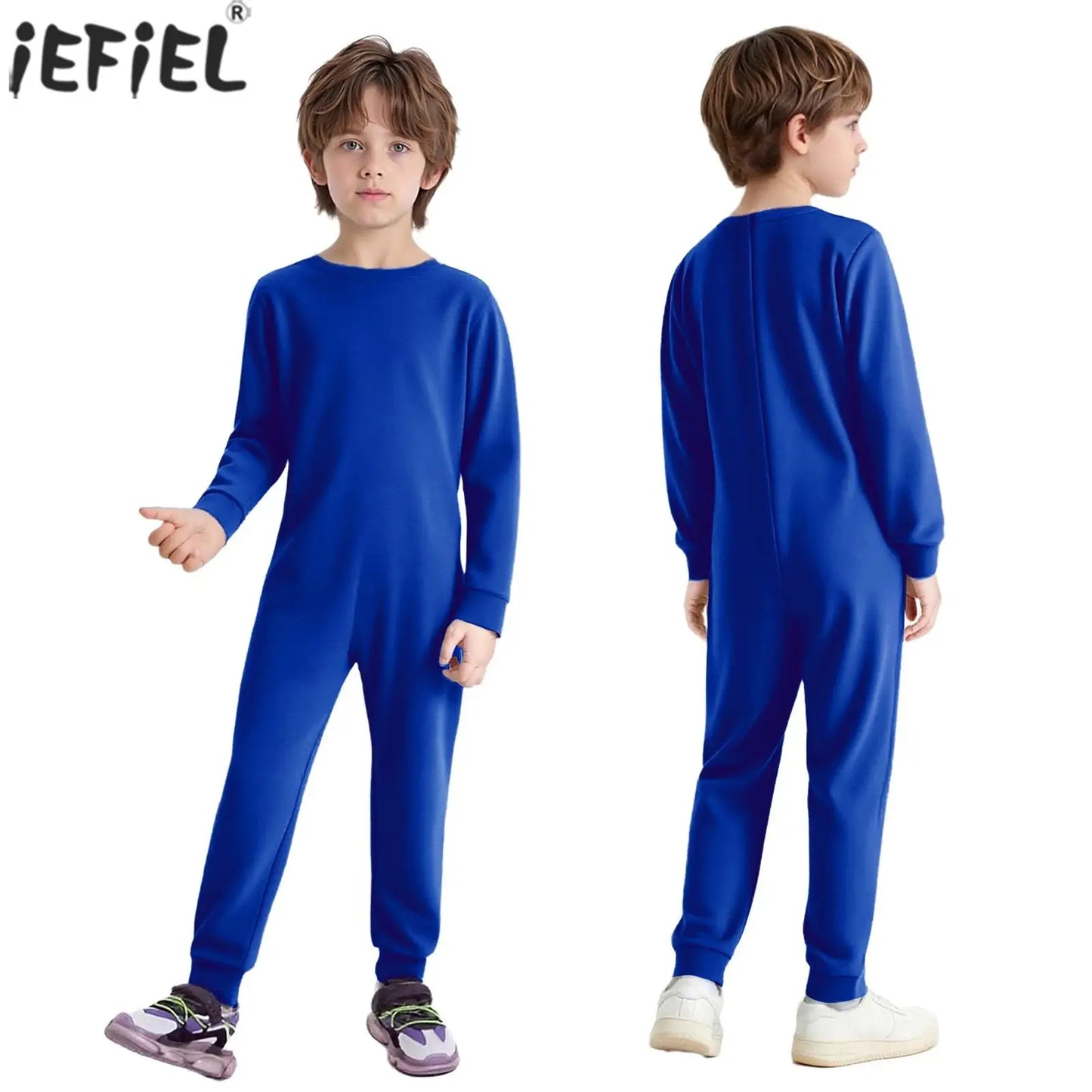 Children Special Needs Adaptive Clothing Solid Color Long Sleeve Zipper Back Jumpsuit Cotton Rompers Workout Sports Bodysuit
