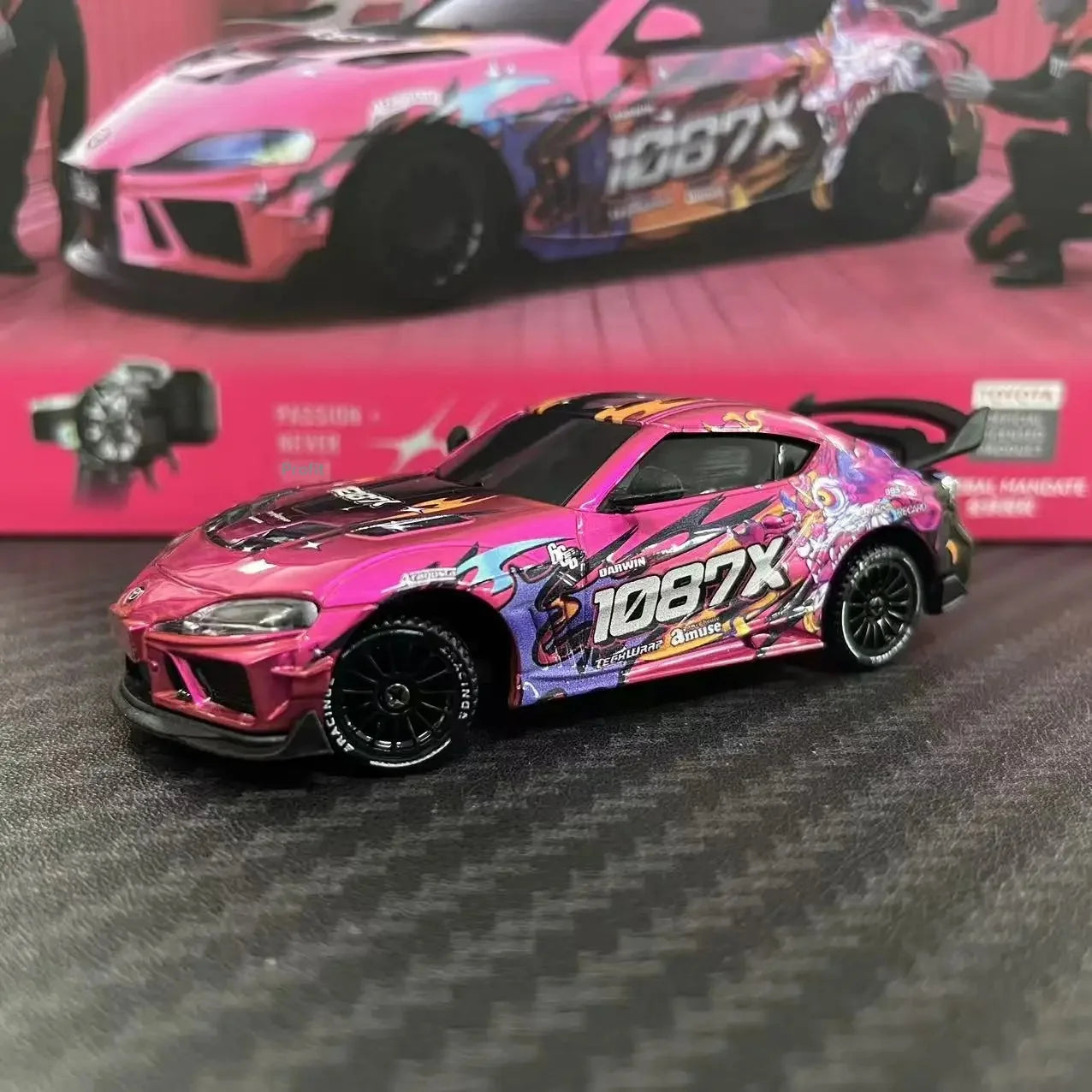 JXC1:43 Supra 1087X RC Drift Car Diecast Metal Body Static Model Grade Gyro 4WD Full Proportional Mini RC Vehicle for Collectors