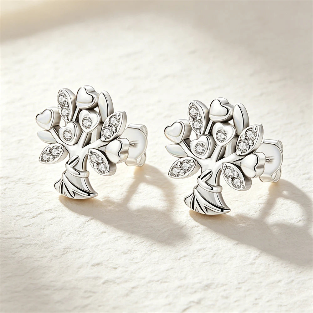 925 Sterling Silver Butterfly Flower Bee Lilac Leaf Zircon Earrings Suitable for Daily Wear as Women's Jewelry Holiday Gifts